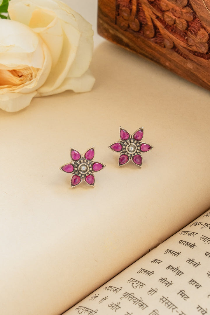 Riwaayat Phool Oxidised Silver Earrings