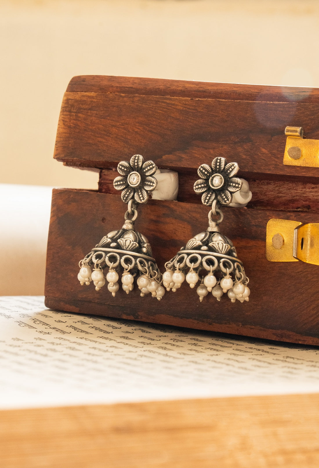 Shining Sutra Silver Oxidised Jhumki