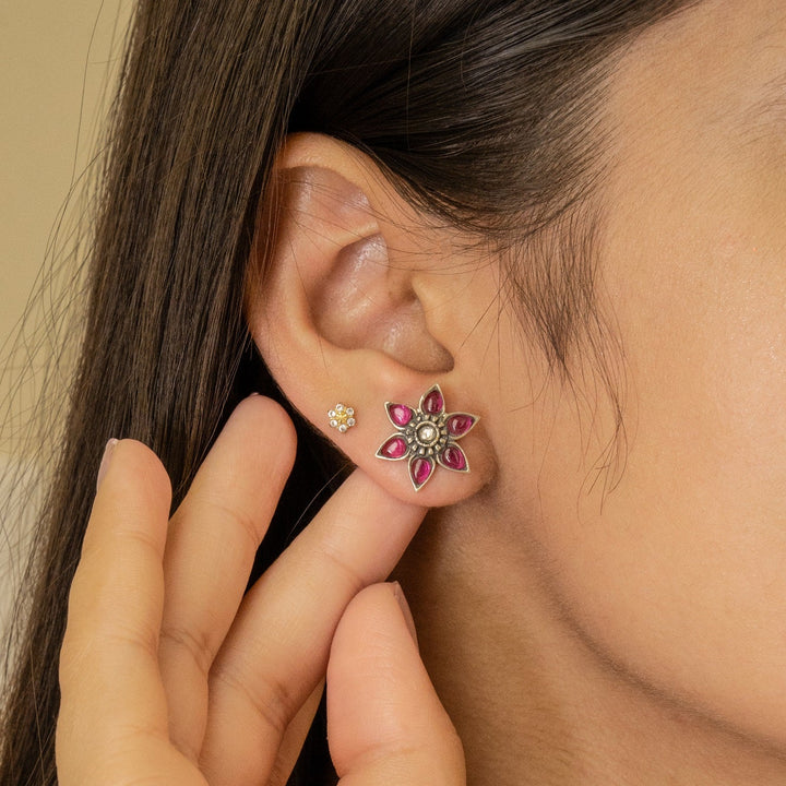 Riwaayat Phool Oxidised Silver Earrings