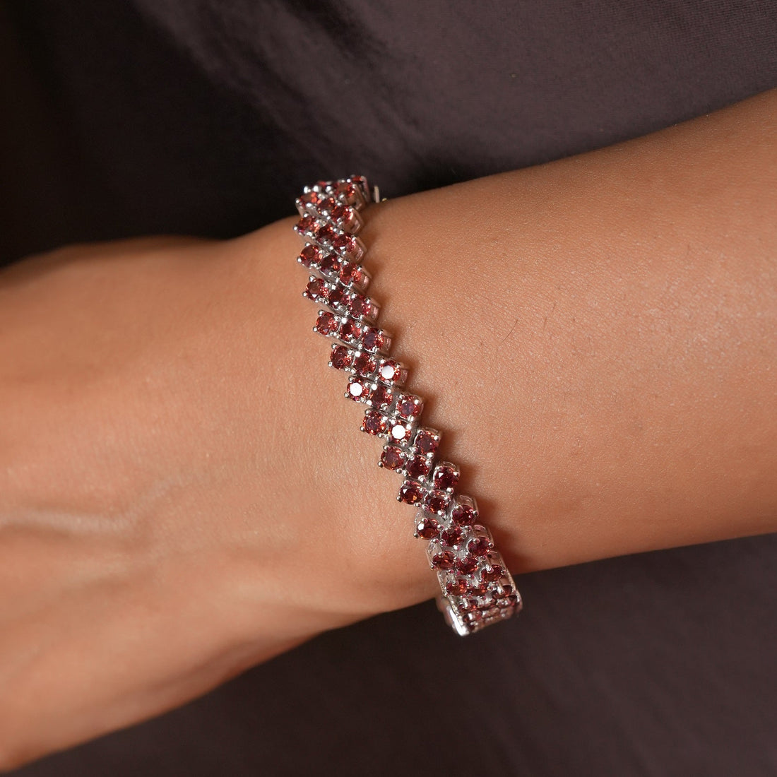 Amara Garnet Sterling Silver Bracelet