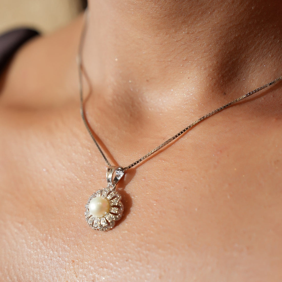 Ocean Pearl Sterling Silver Pendant Set