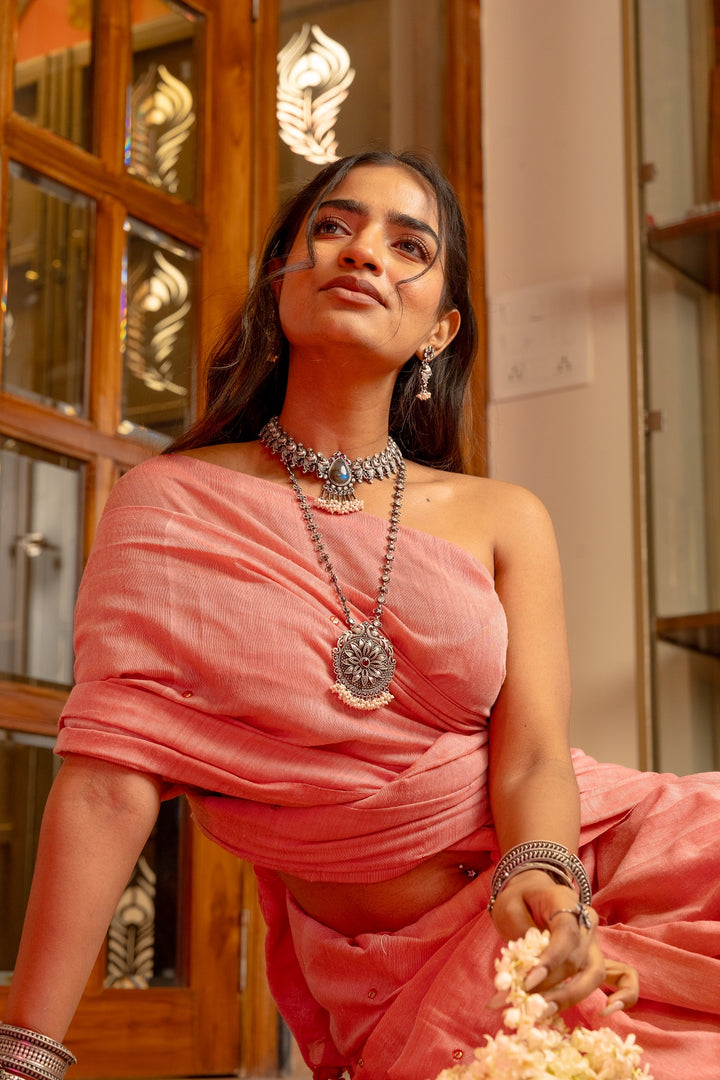 Amrapali Silver Oxidised Necklace Set