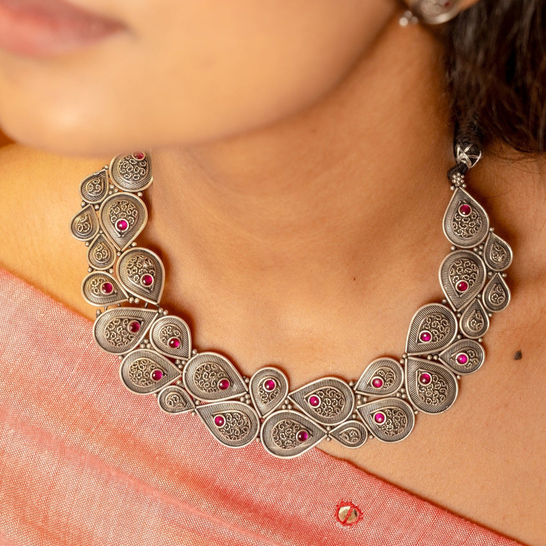 Avani Silver Oxidised Necklace Set