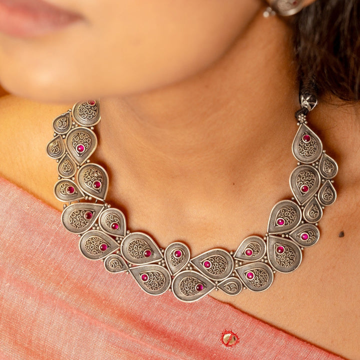 Avani Silver Oxidised Necklace Set