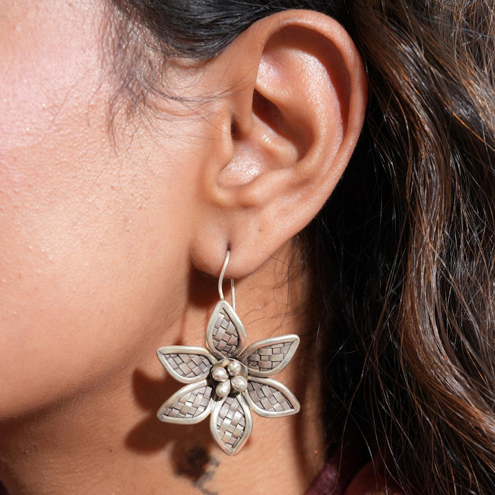 Phoolwari Silver Hook Earring