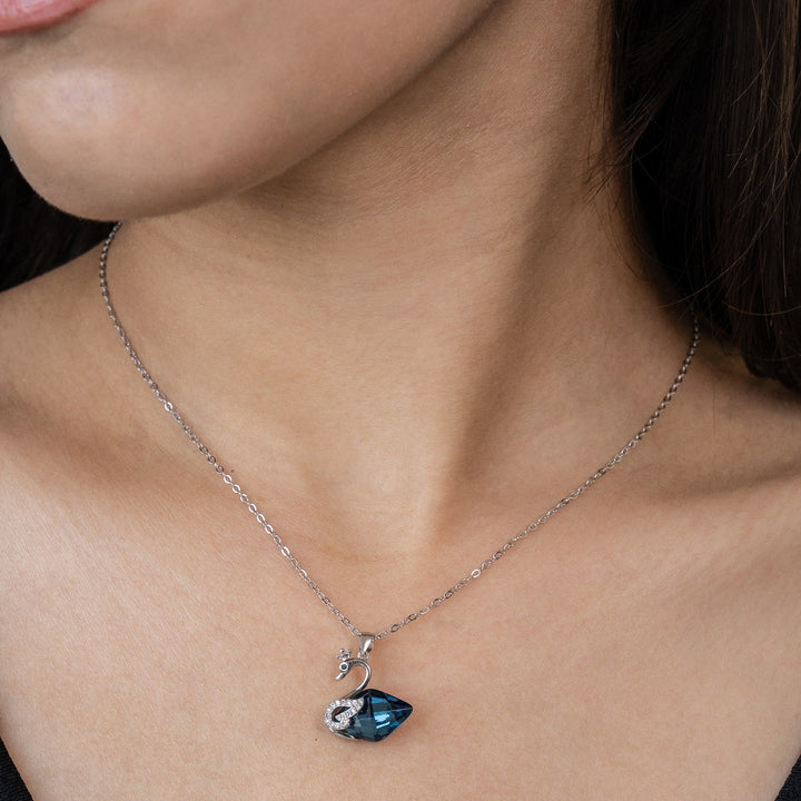 Swan Sapphire Sterling Silver Chain Pendant