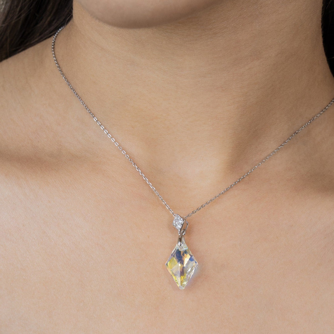 Shimona Crystal Sterling Silver Chain Pendant