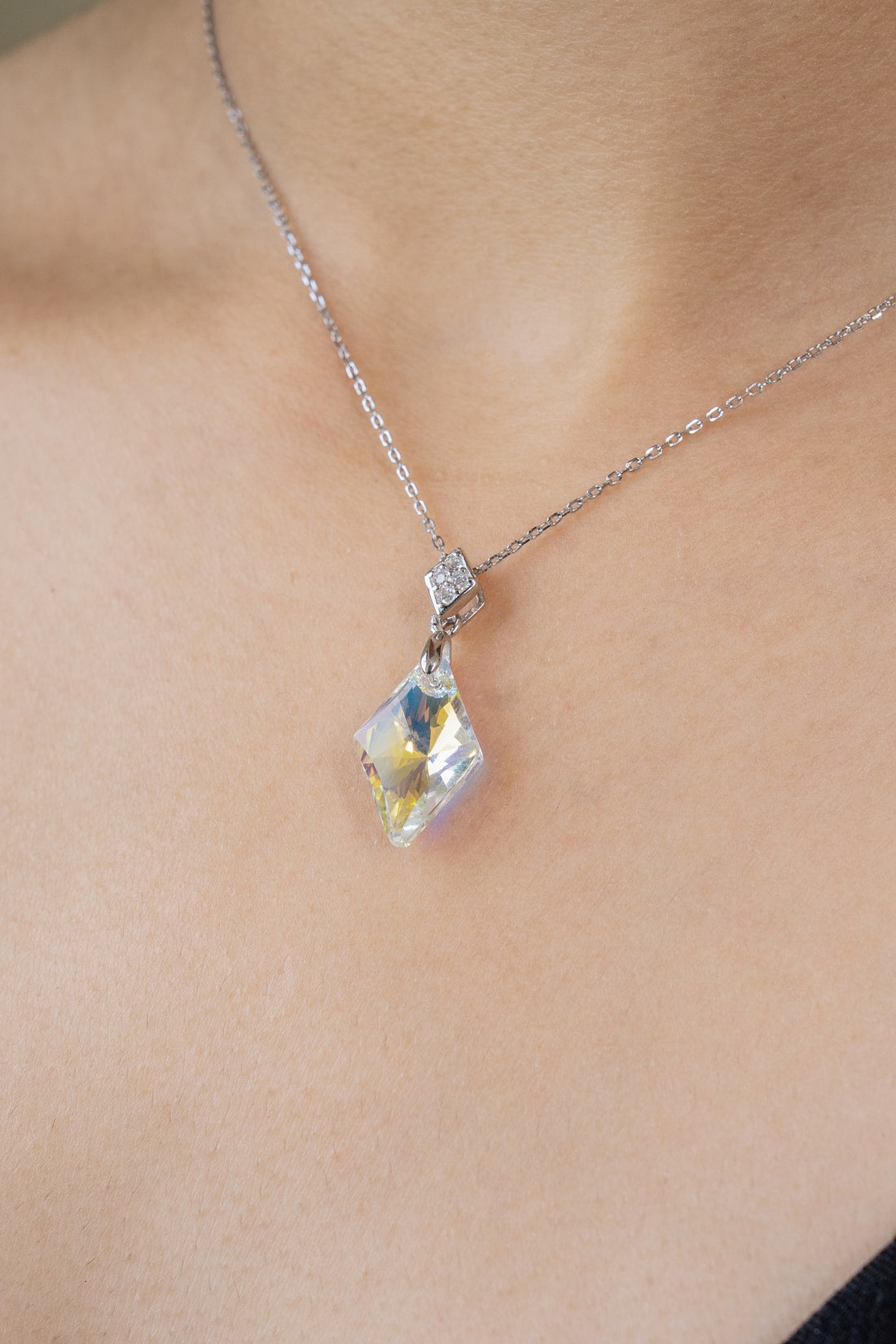 Shimona Crystal Sterling Silver Chain Pendant