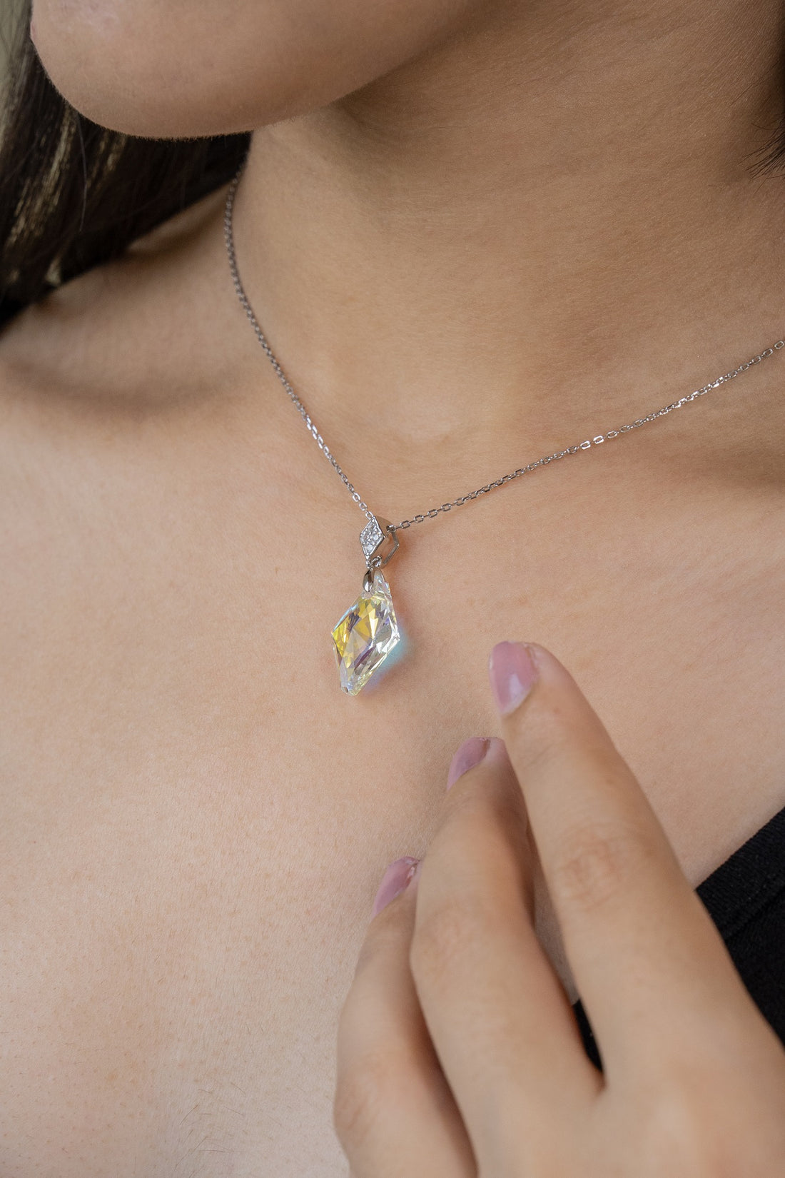 Shimona Crystal Sterling Silver Chain Pendant