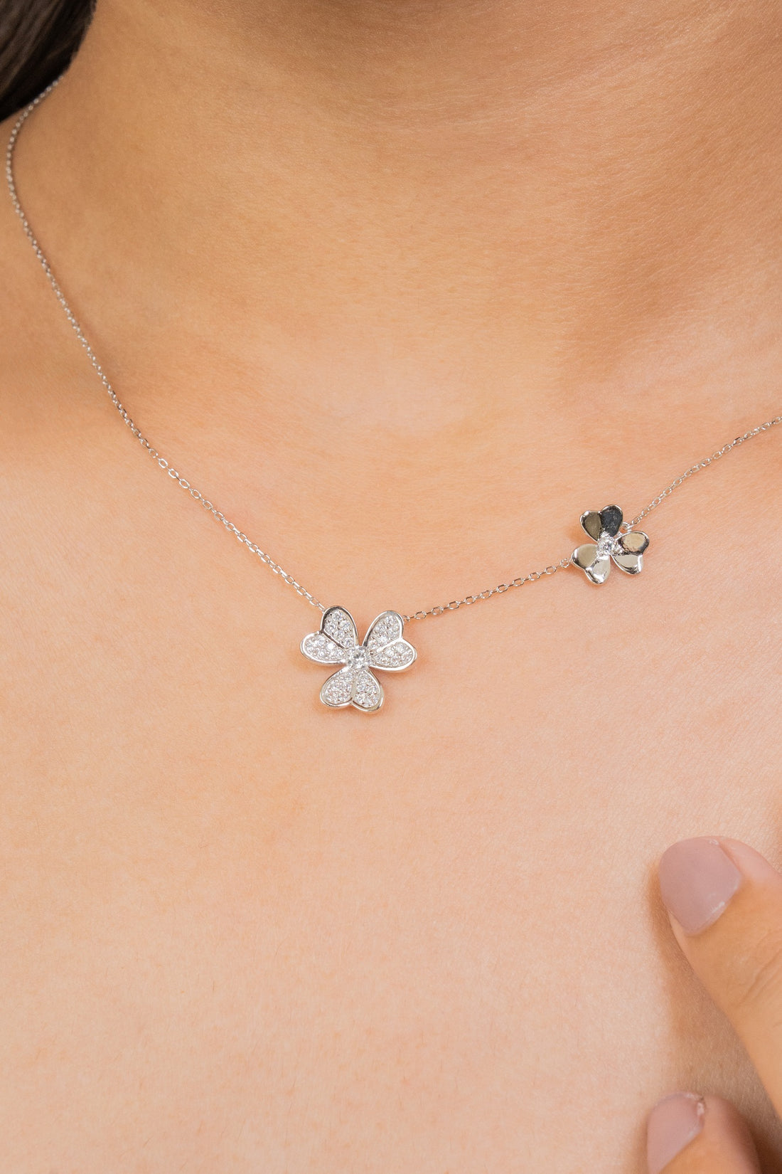 Petal Link Sterling Silver Pendant Set