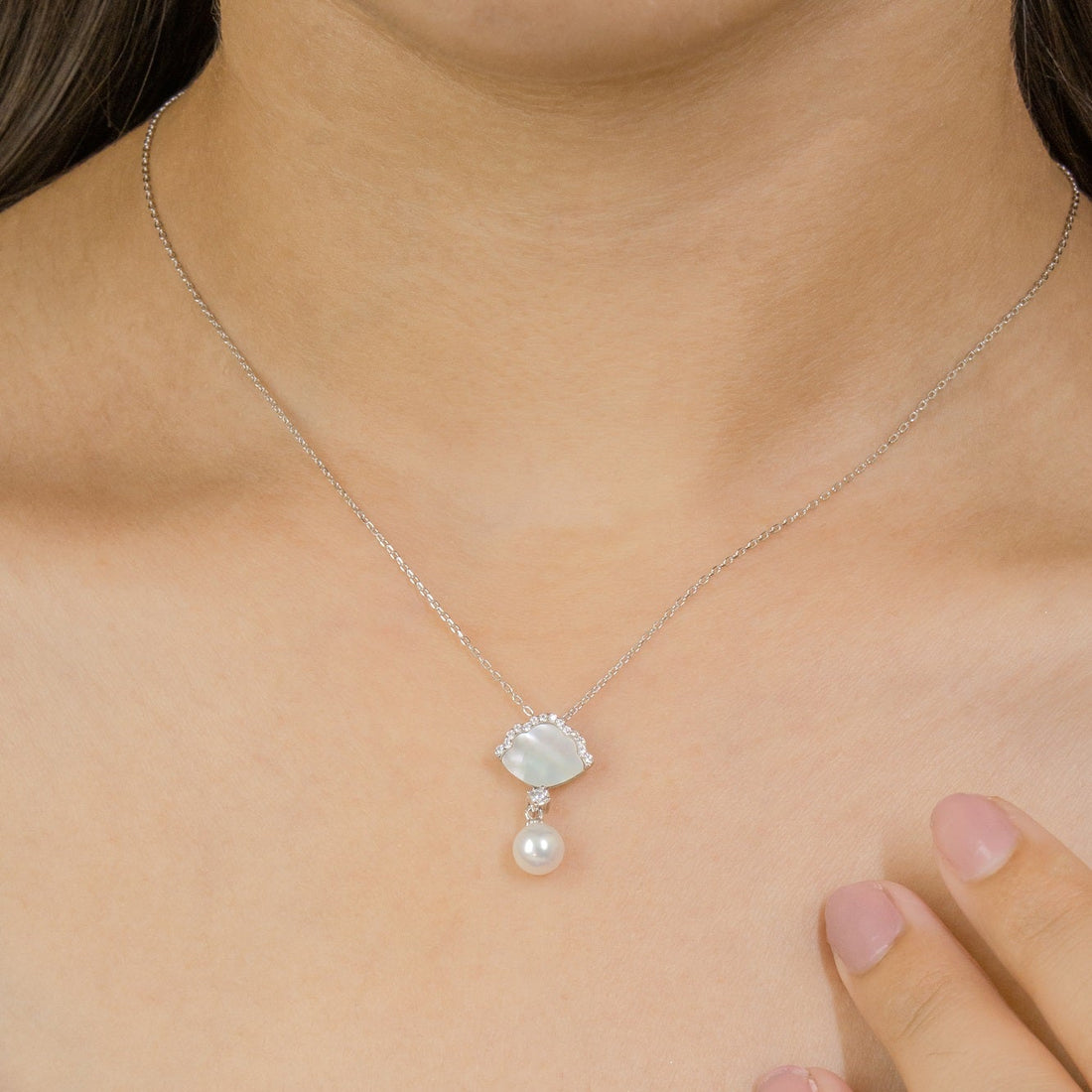 Ocean Pearl Drop Sterling Silver pendant Set