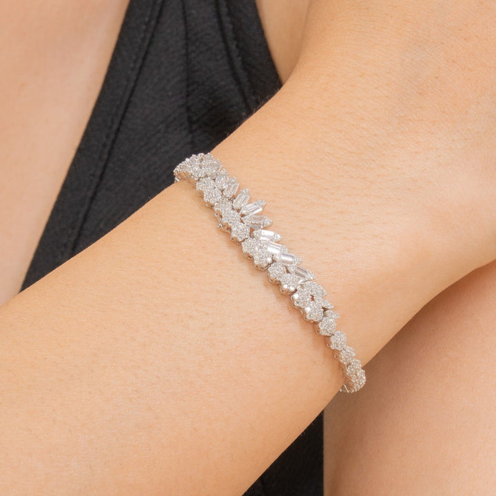 Tennis Floral Sterling Silver Bracelet