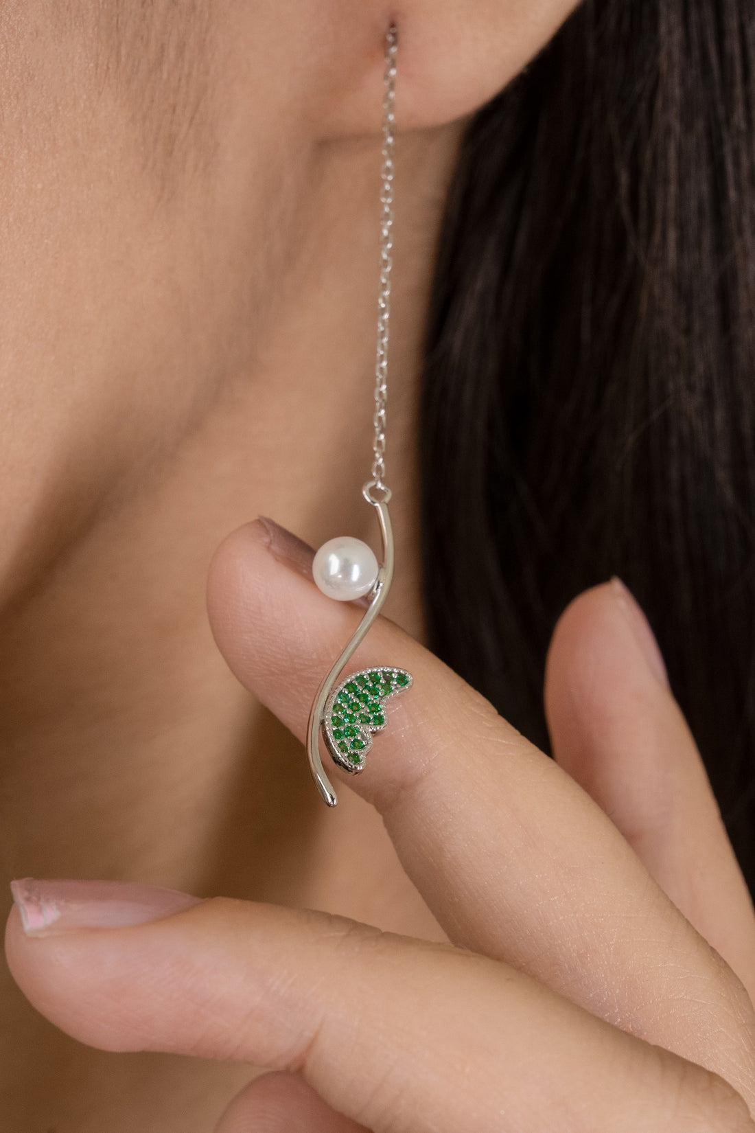 Anaya Pearl Wings Sterling Silver Pendant Set