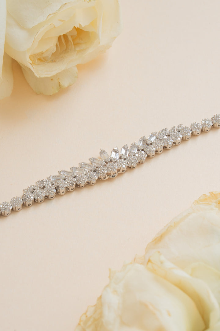 Tennis Floral Sterling Silver Bracelet