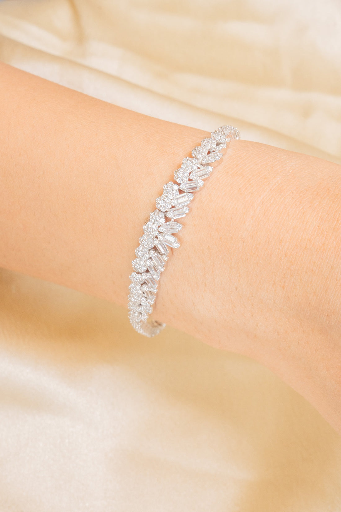 Tennis Floral Sterling Silver Bracelet