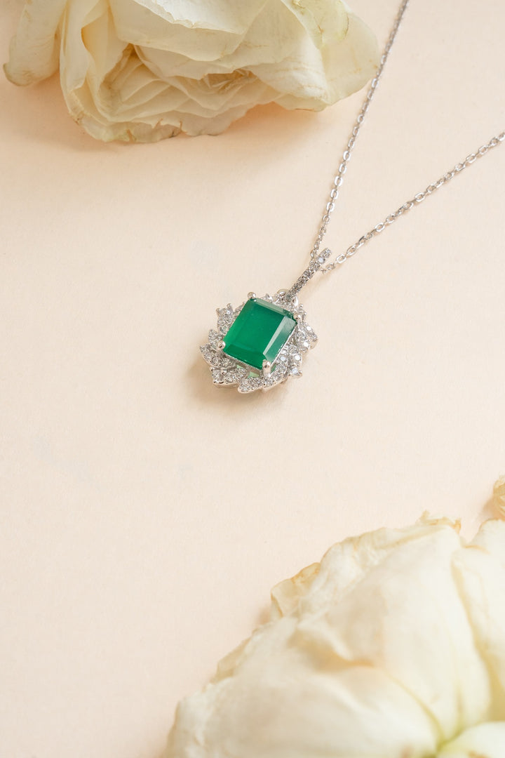 Sora Green onyx Sterling Silver Pendant Set