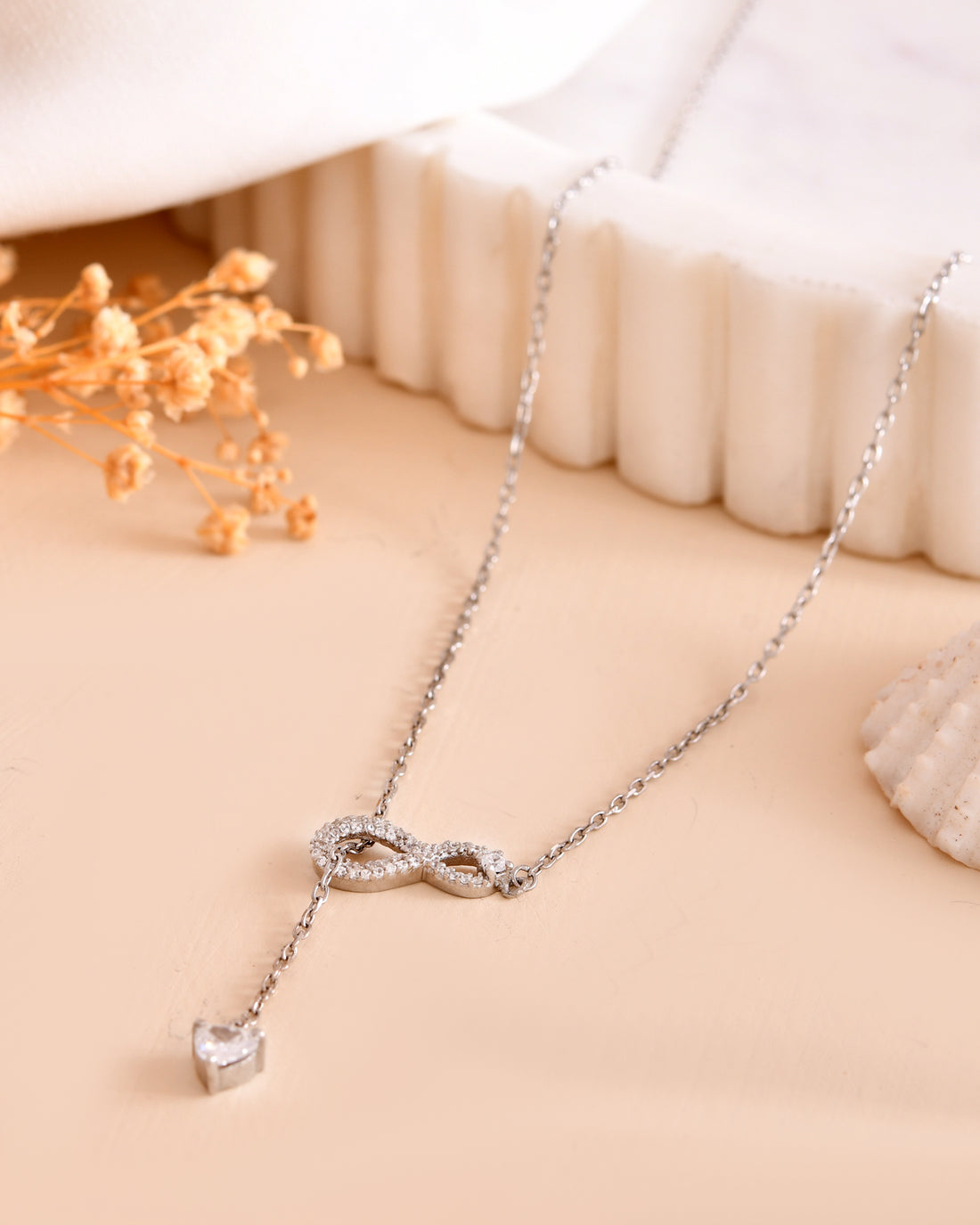 Heartfelt infinity 925 Sterling Silver Chain Pendant Set