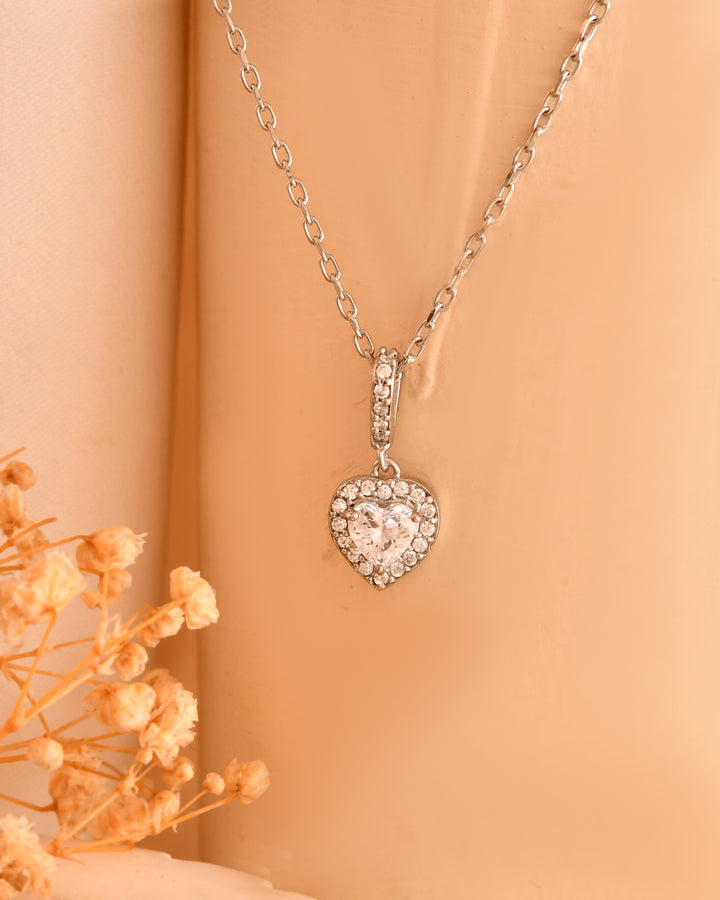 Shimona Heart Sterling Silver Chain Pendant Set