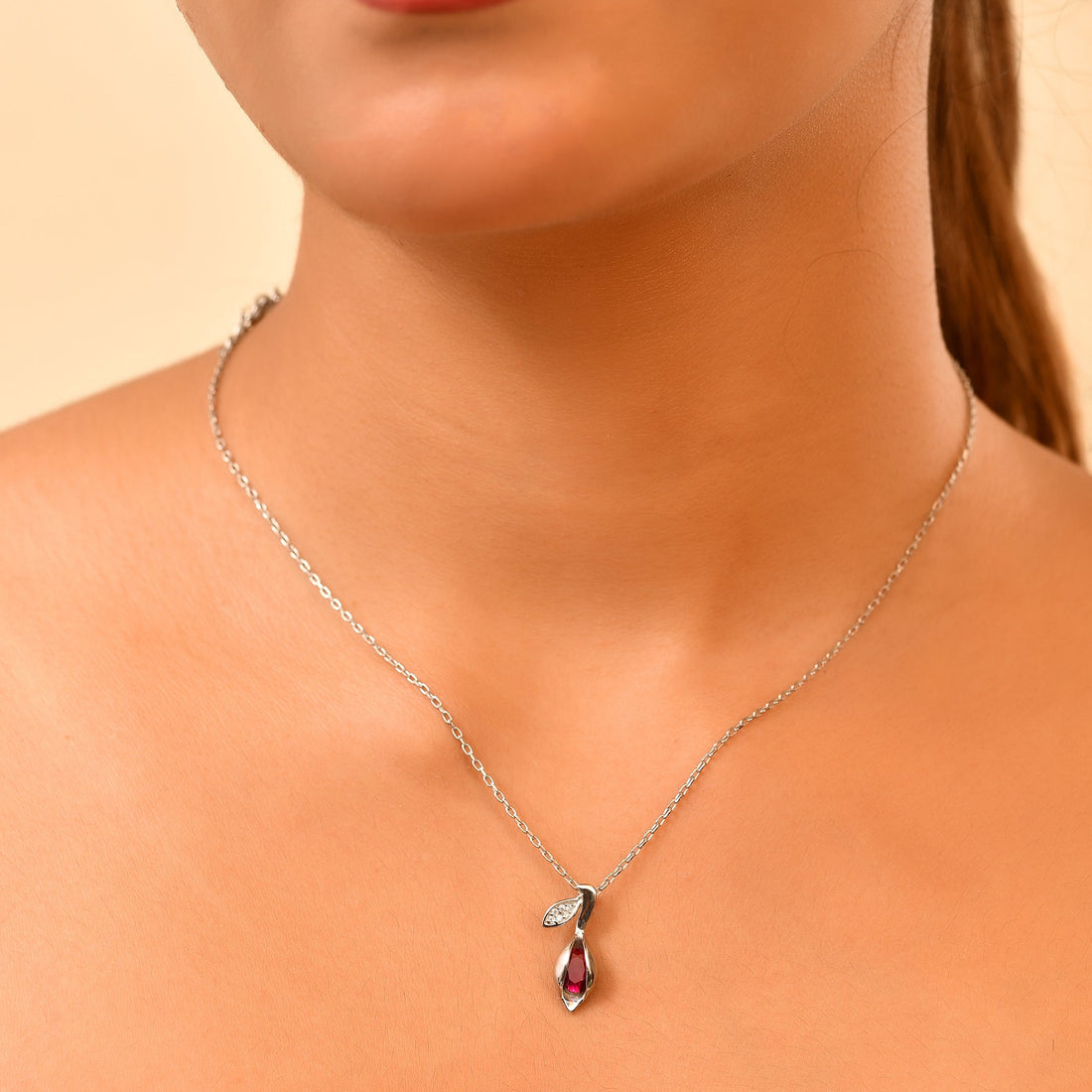 Rose Petal Drop Sterling Silver Chain Pendant