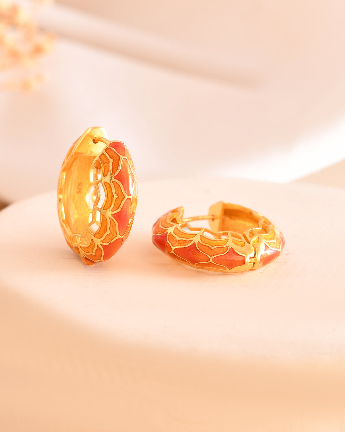 Sunset Enamel Gold Plated Sterling Silver Hoops