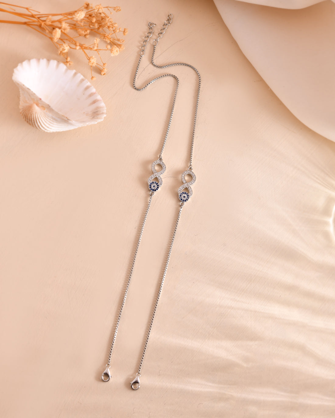 Blue Aura Infinity 925 Sterling Silver Anklet