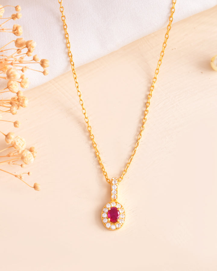 Ruby Royale Gold Plated Sterling Silver Chain Pendant