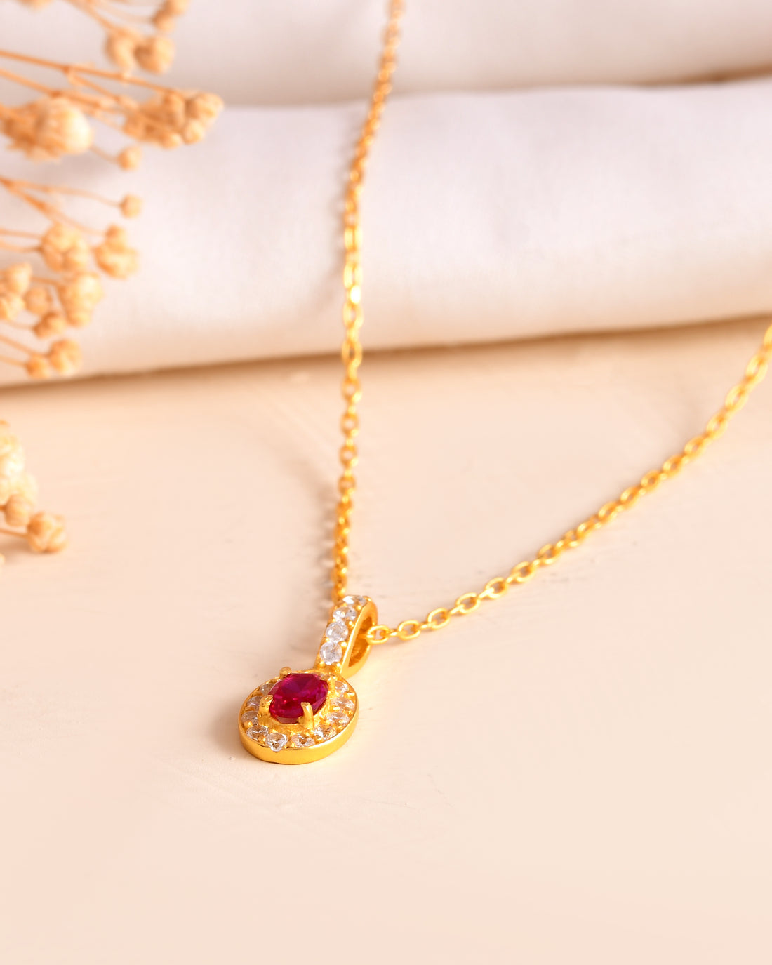 Ruby Royale Gold Plated Sterling Silver Chain Pendant