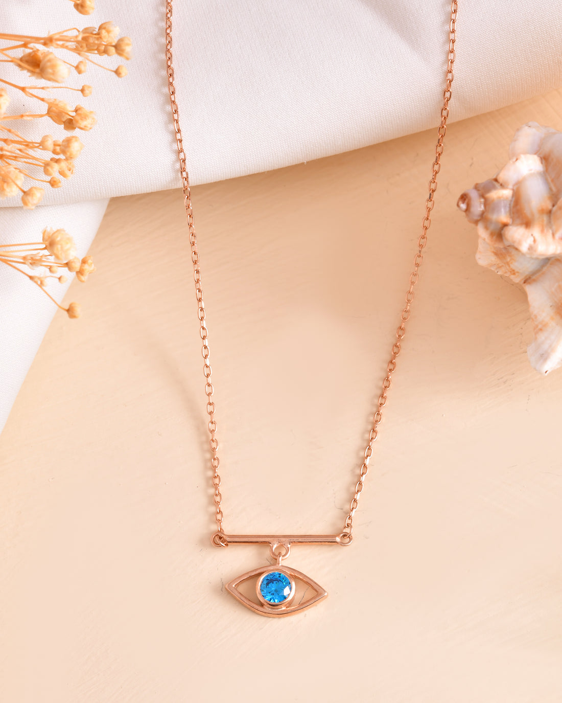 Ocean Iris Rose Gold Plated 925 Silver Chain Pendant