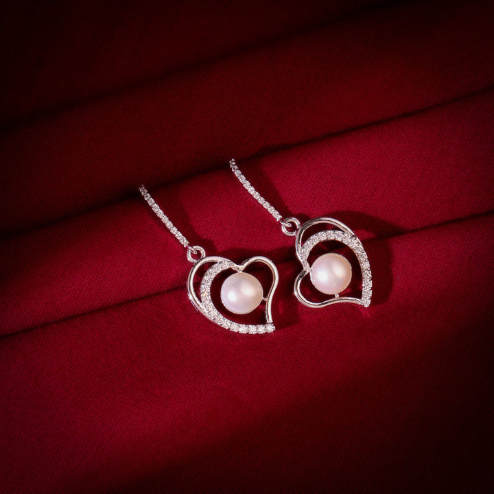 Twin Heart Pearl Earrings