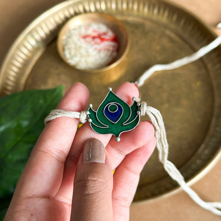 Meenakaari Morepankh Silver Rakhi