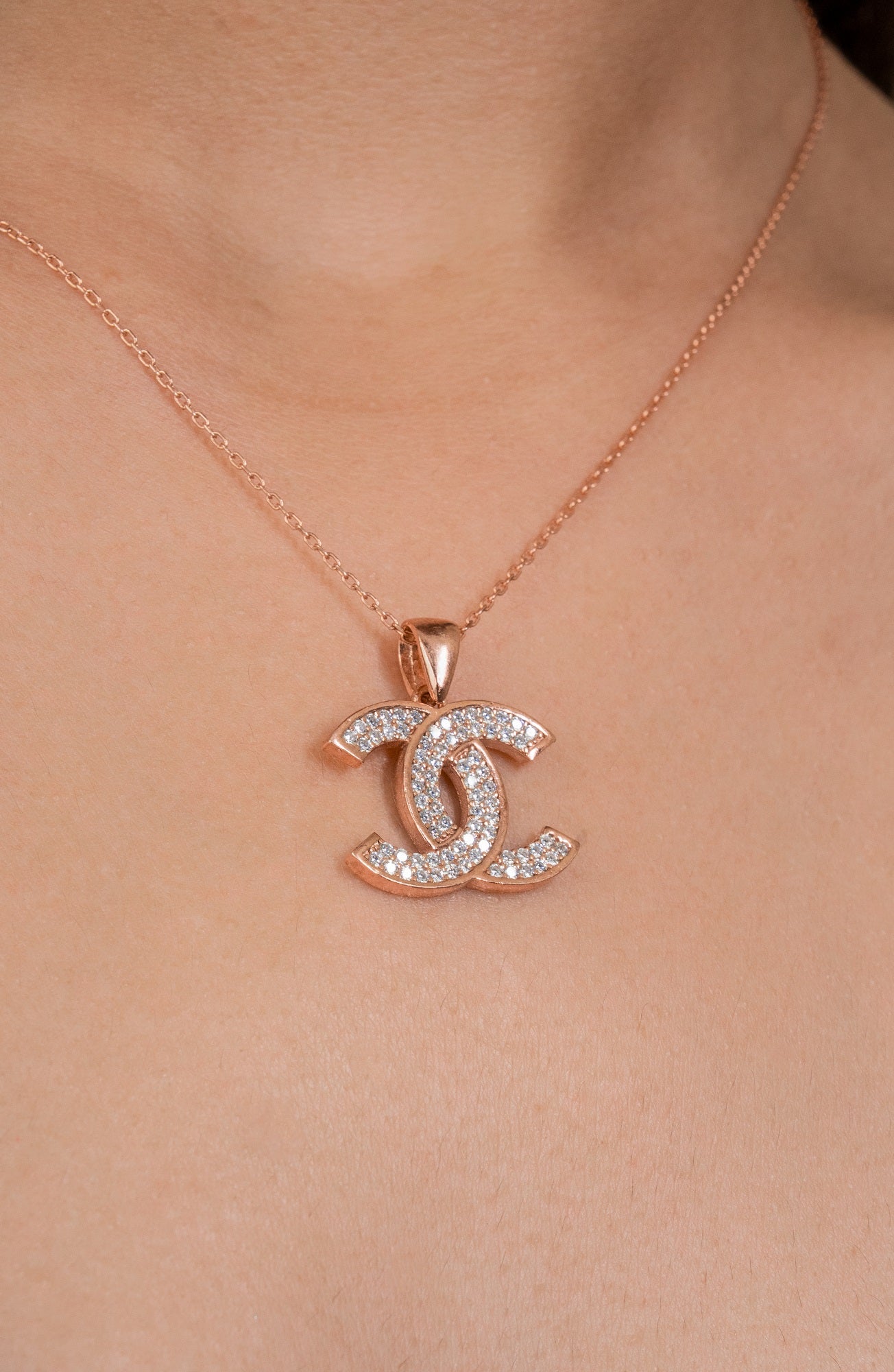 Double C Sterling Silver Chain Pendant