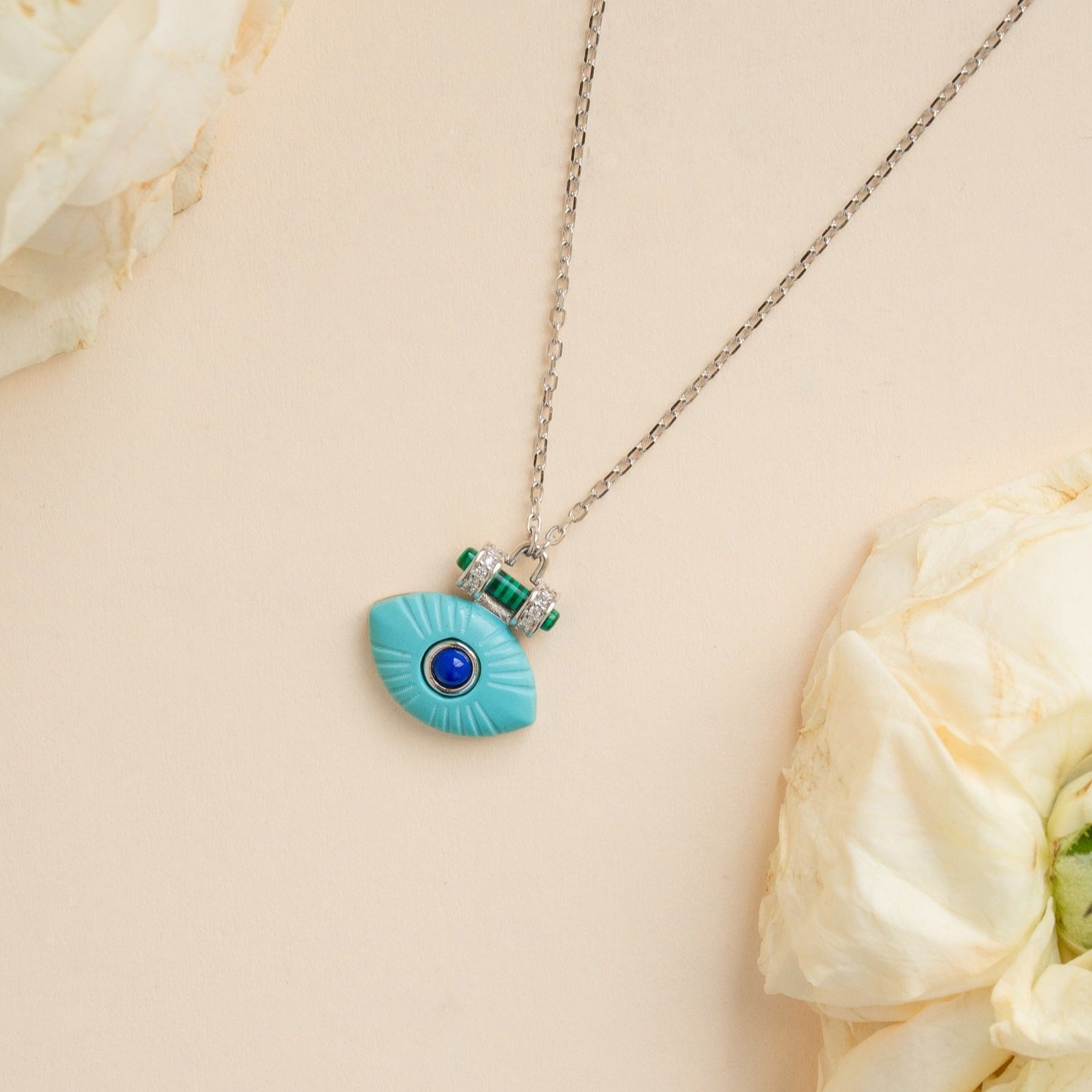 Zefra Evil Eye Sterling Silver Pendant Set