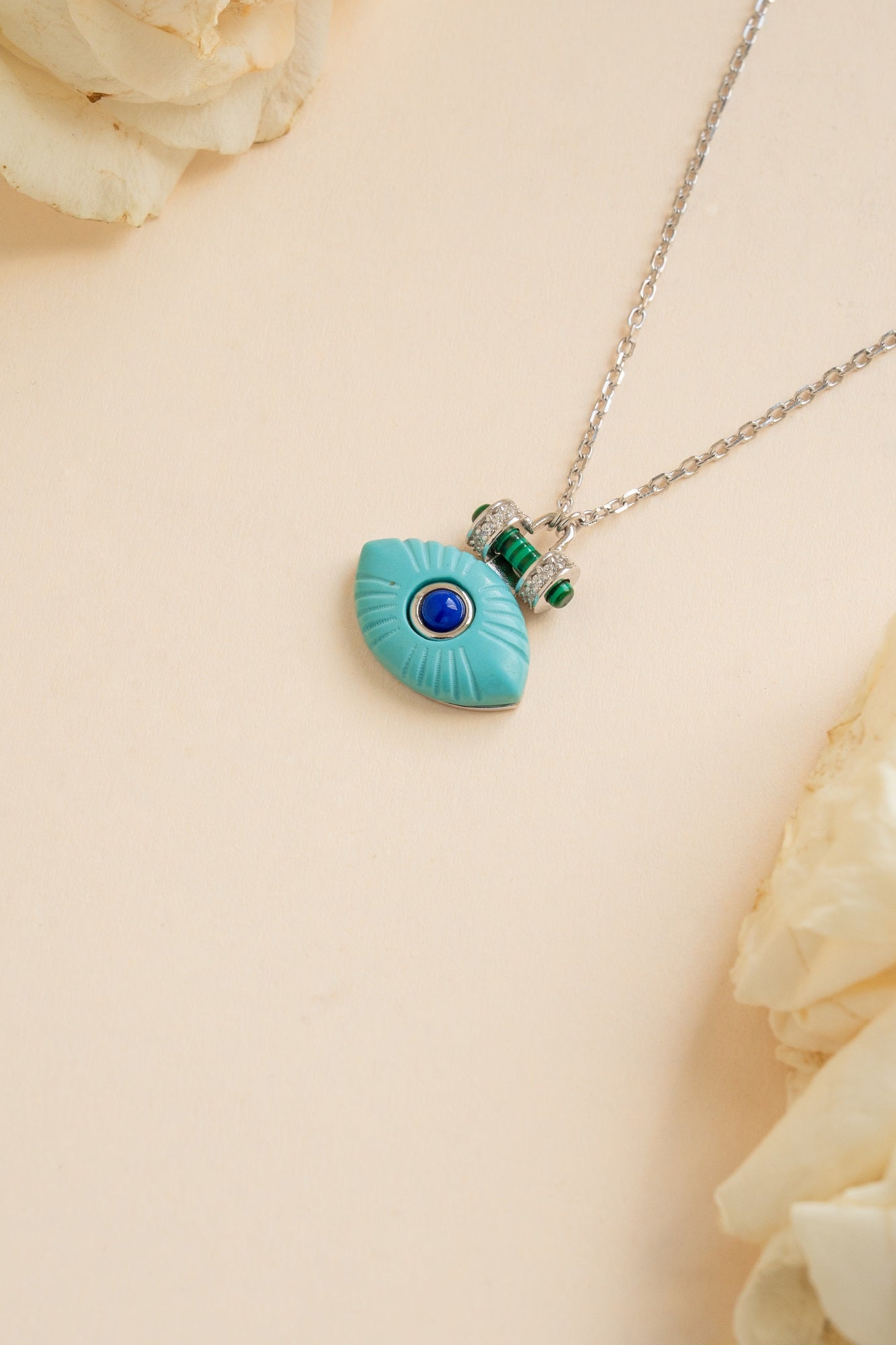 Zefra Evil Eye Sterling Silver Pendant Set
