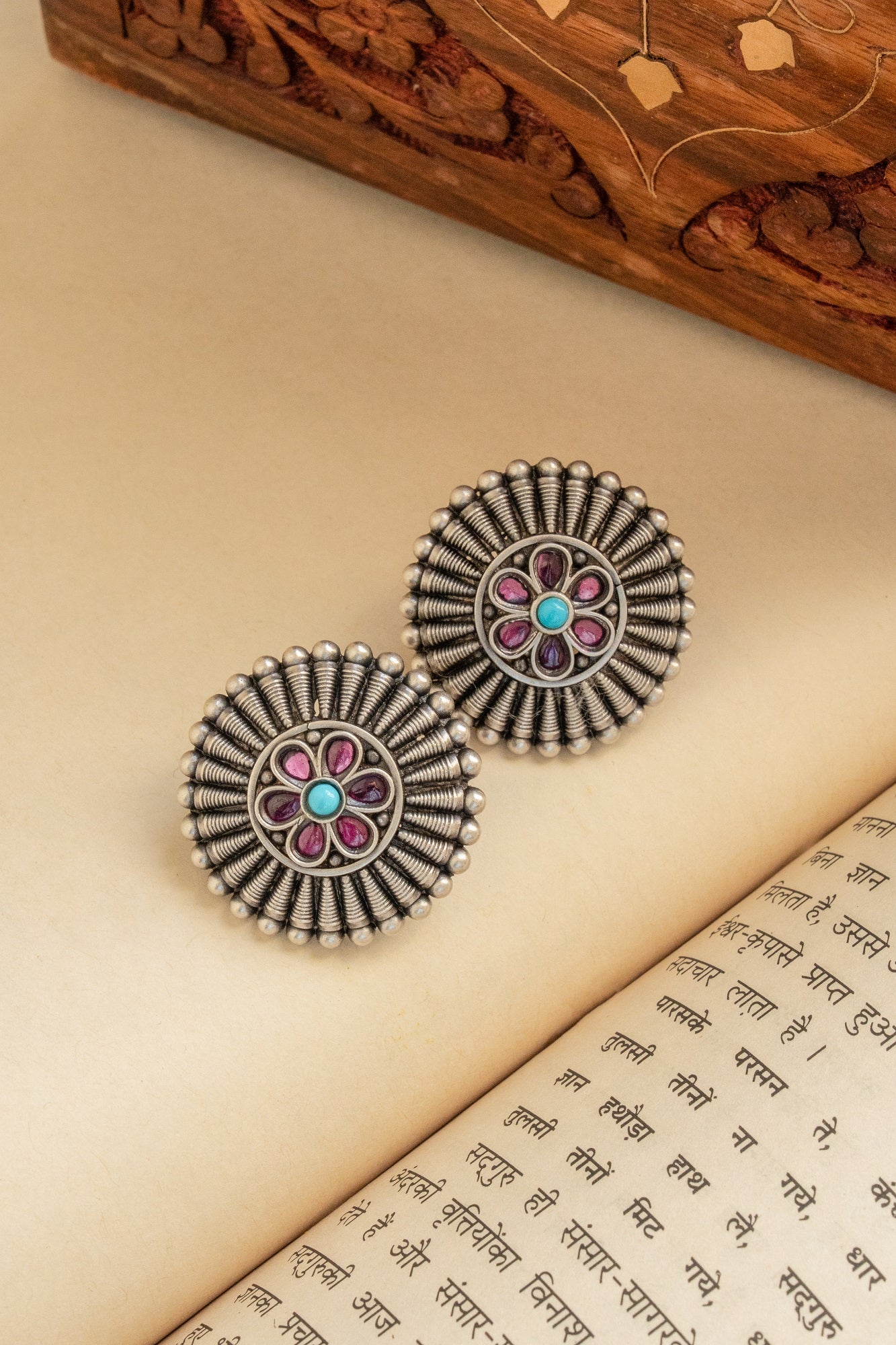 Falak Silver Oxidised Earring