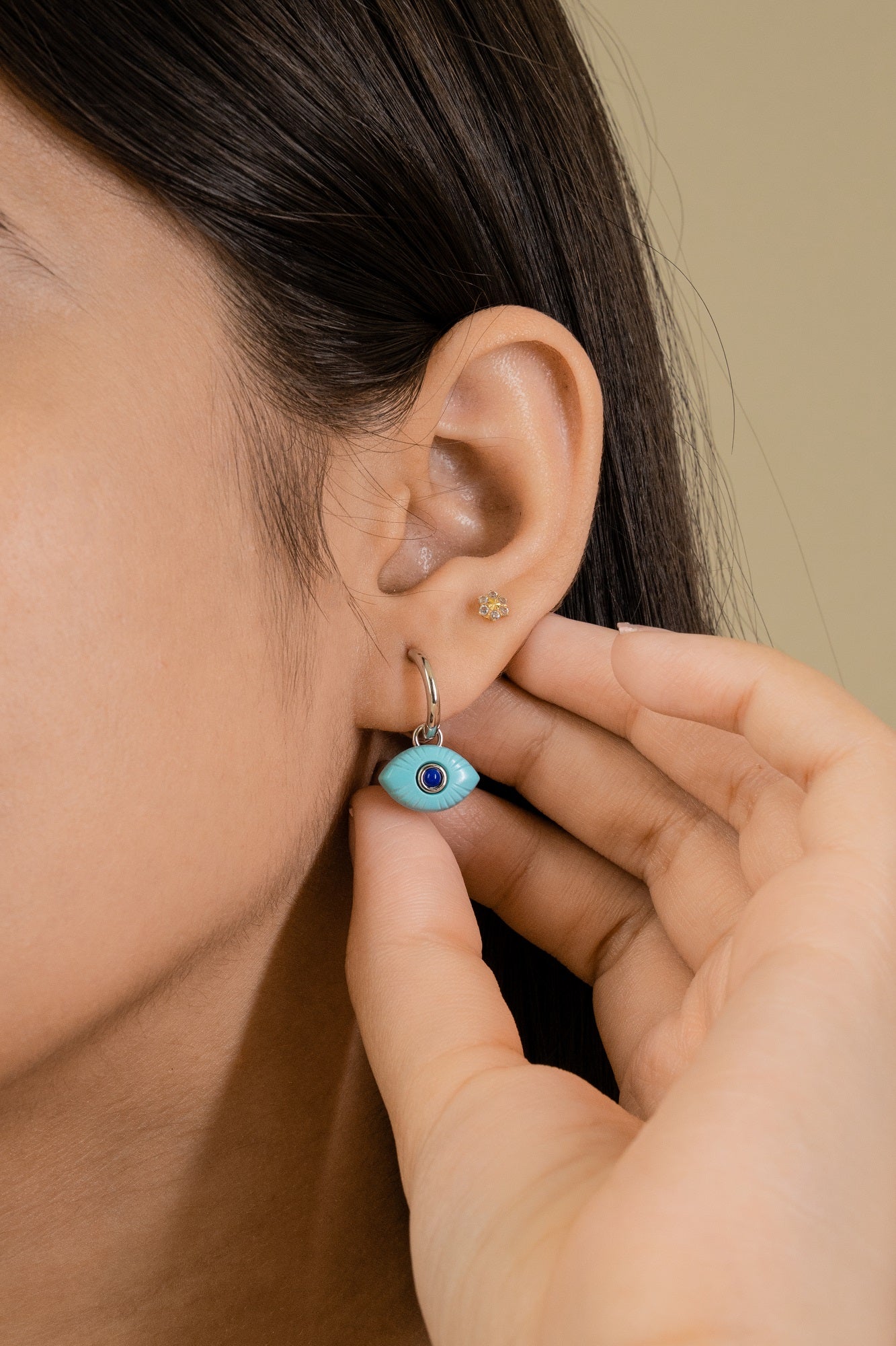 Zefra Evil Eye Sterling Silver Pendant Set