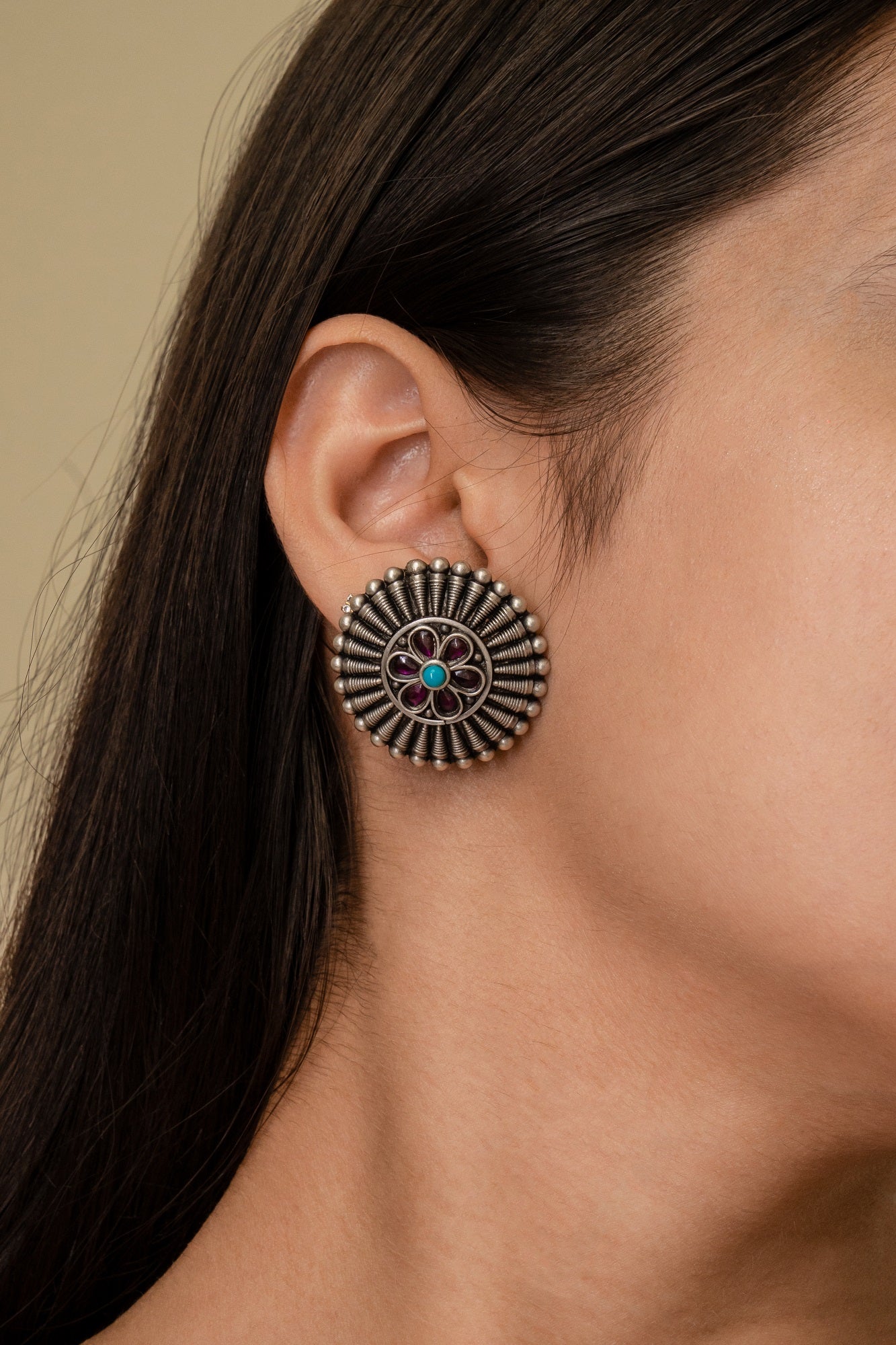 Falak Silver Oxidised Earring