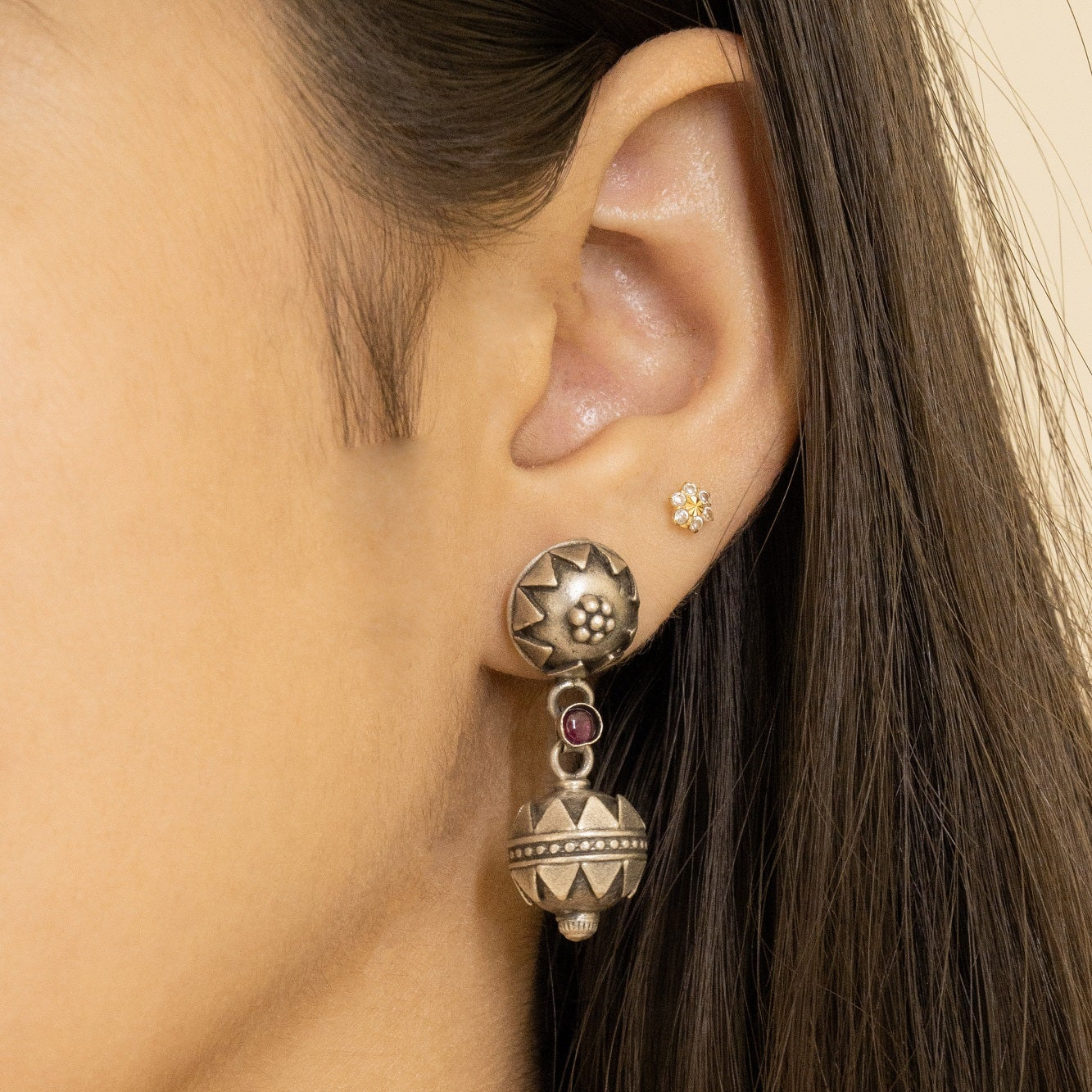 Vintage Bold Drop Oxidised Earring