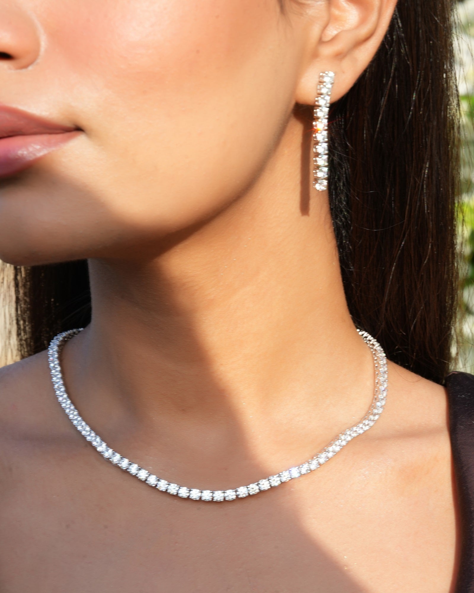 Kiara Tennis sterling Silver swarovski Necklace set