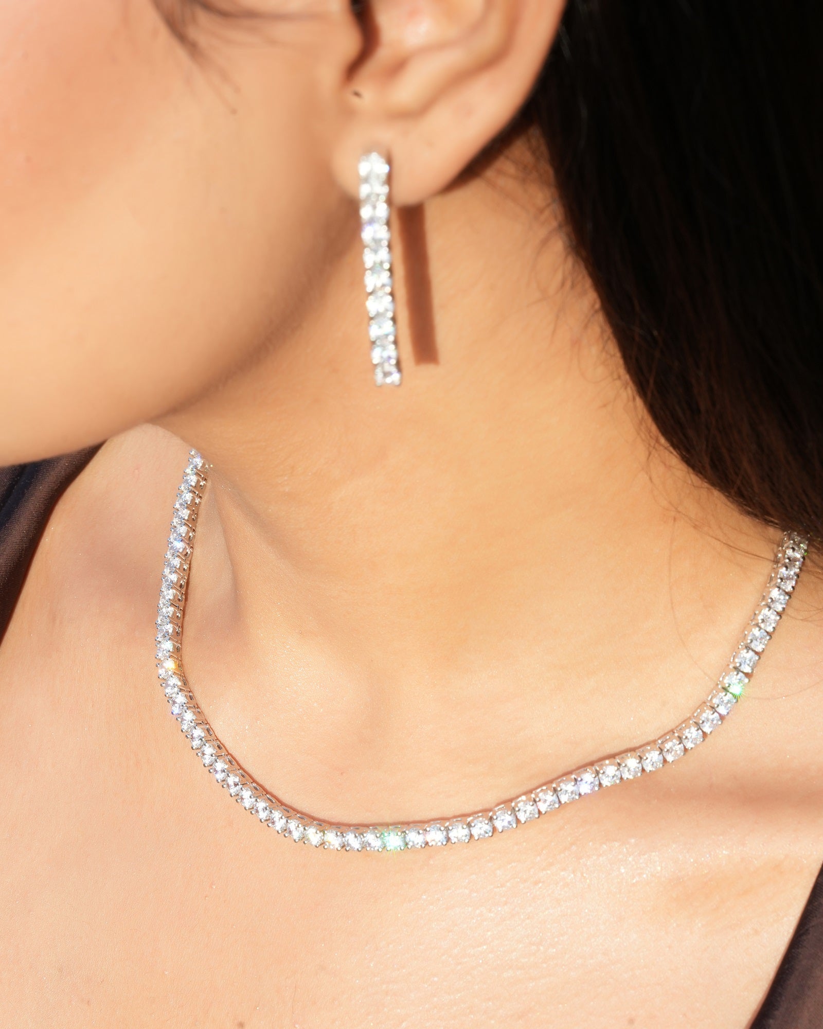 Kiara Tennis sterling Silver swarovski Necklace set