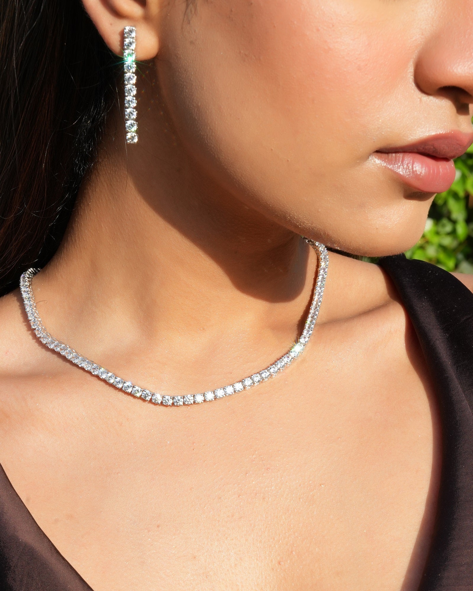 Kiara Tennis sterling Silver swarovski Necklace set