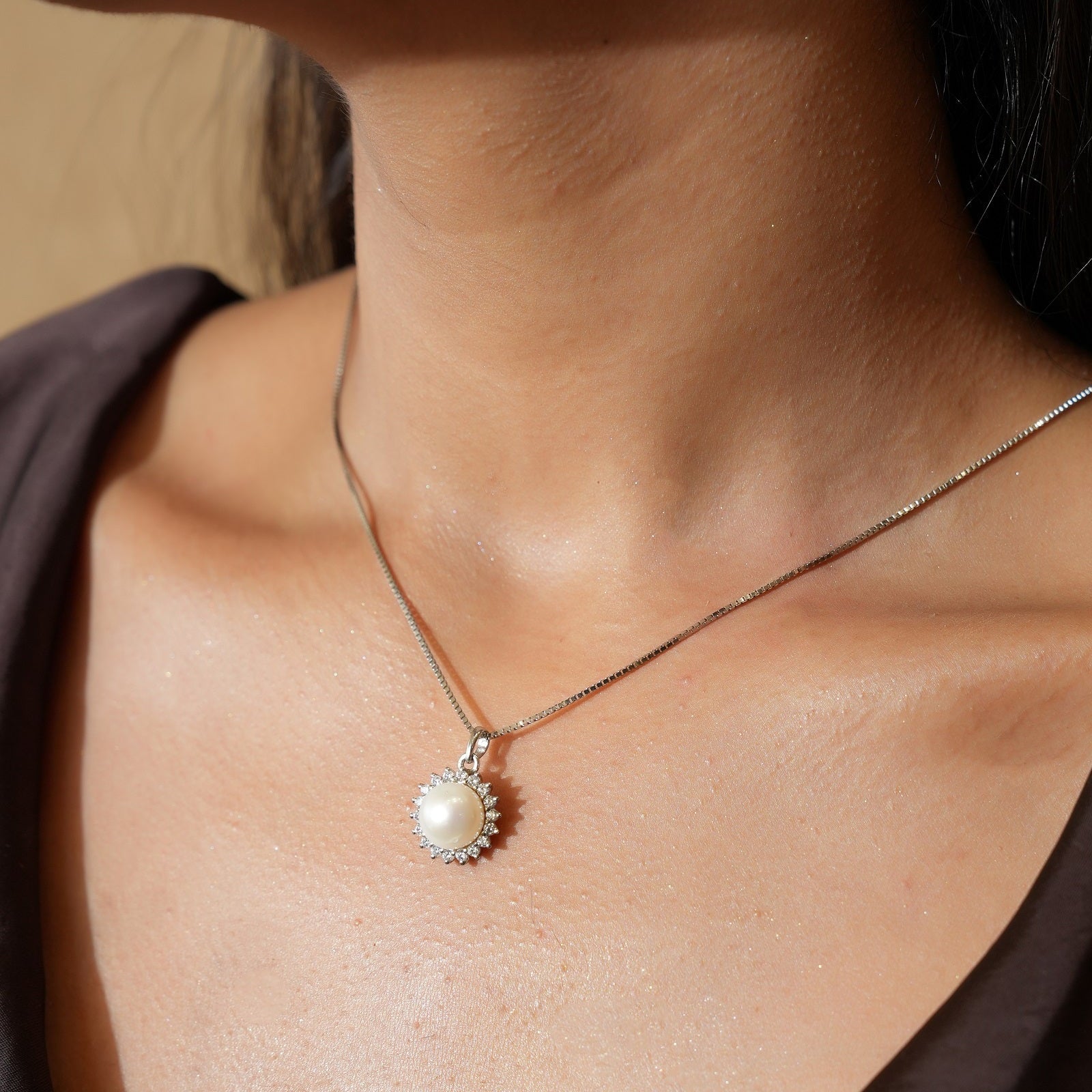 Luna Drop Sterling Silver Pearl Pendant Set