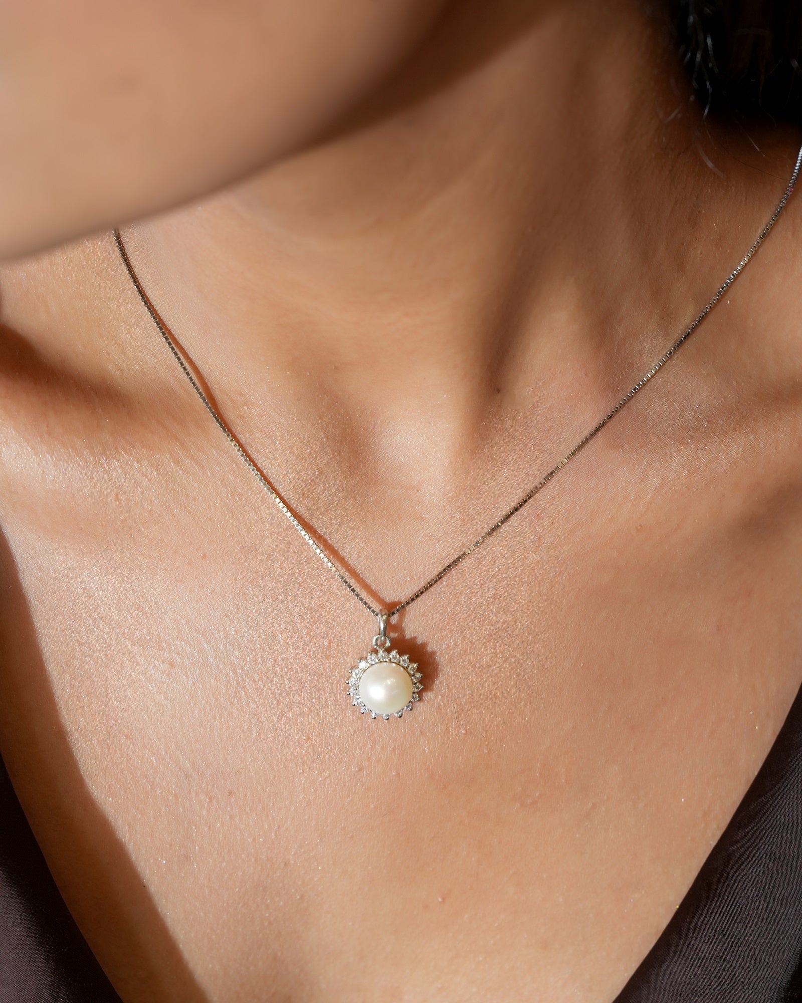 Luna Drop Sterling Silver Pearl Pendant Set