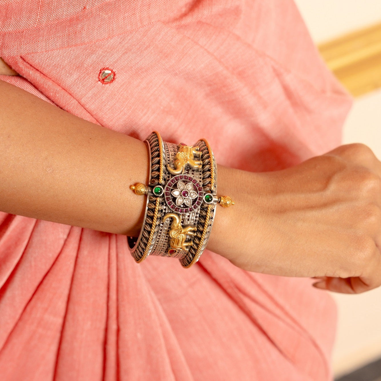 Tara Golden Touch Silver Bangle