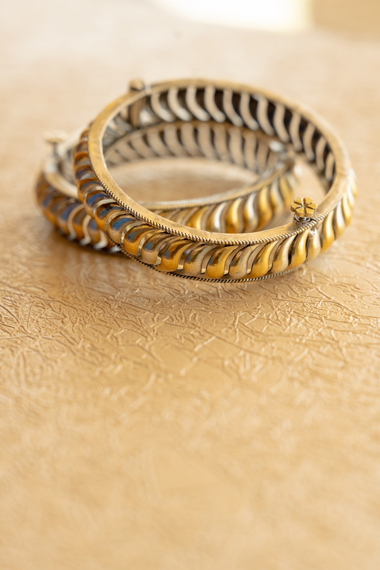 Pavitra Golden Touch Silver Bangle