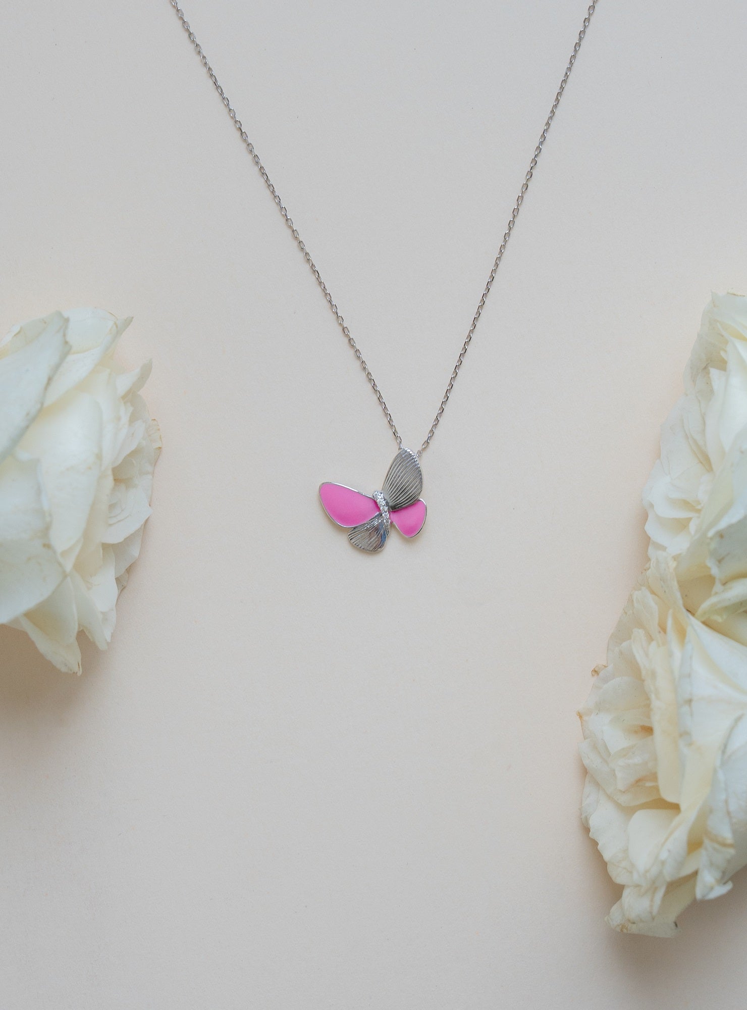 Jazzin Butterfly Enamel Sterling silver Chain Pendant