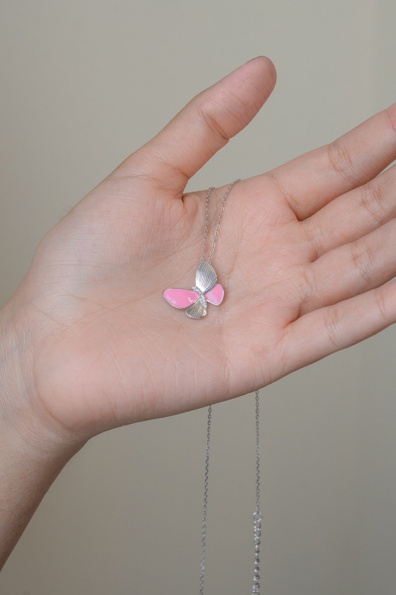 Jazzin Butterfly Enamel Sterling silver Chain Pendant