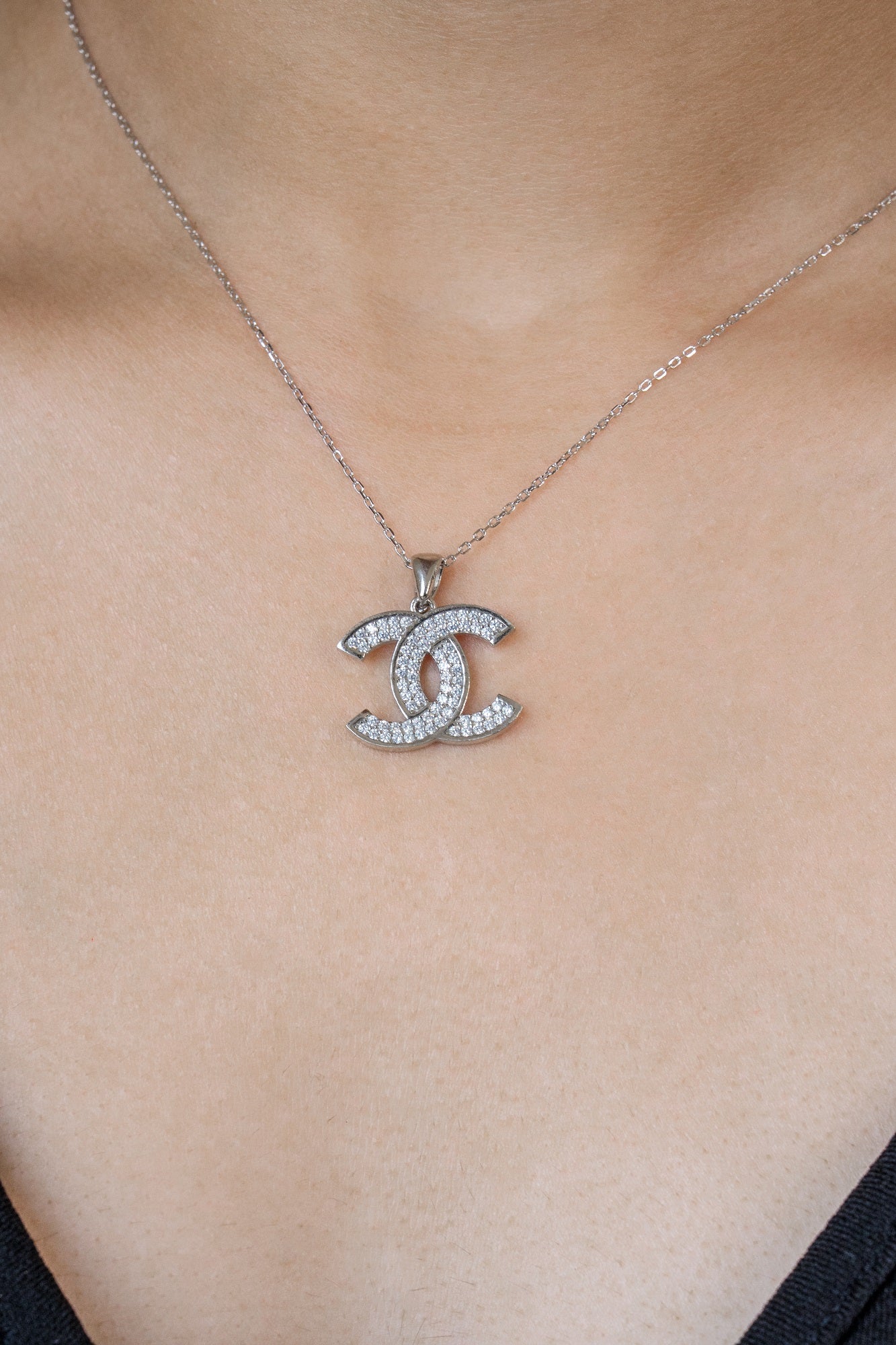 Double C Sterling Silver Chain Pendant