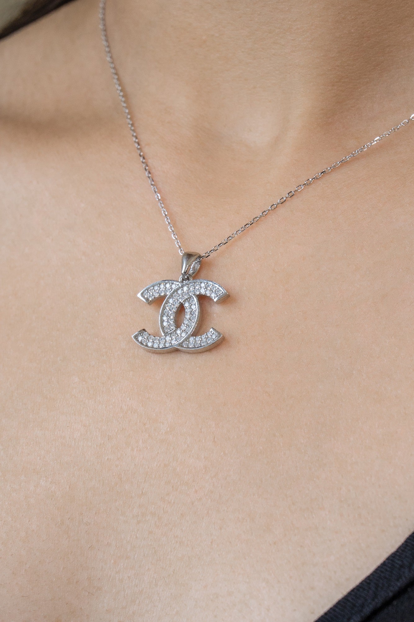 Double C Sterling Silver Chain Pendant