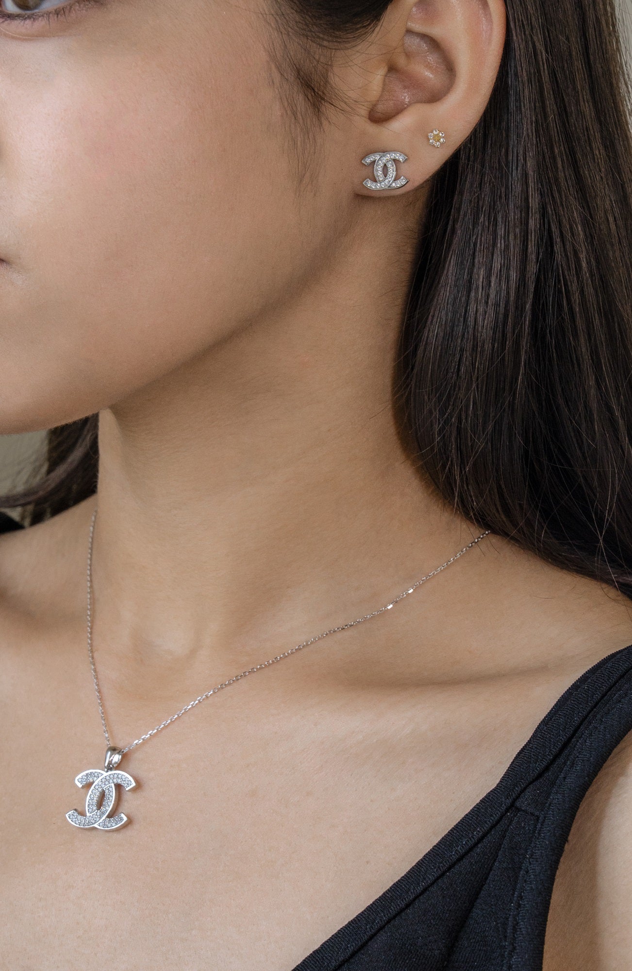 Double C Sterling Silver Chain Pendant