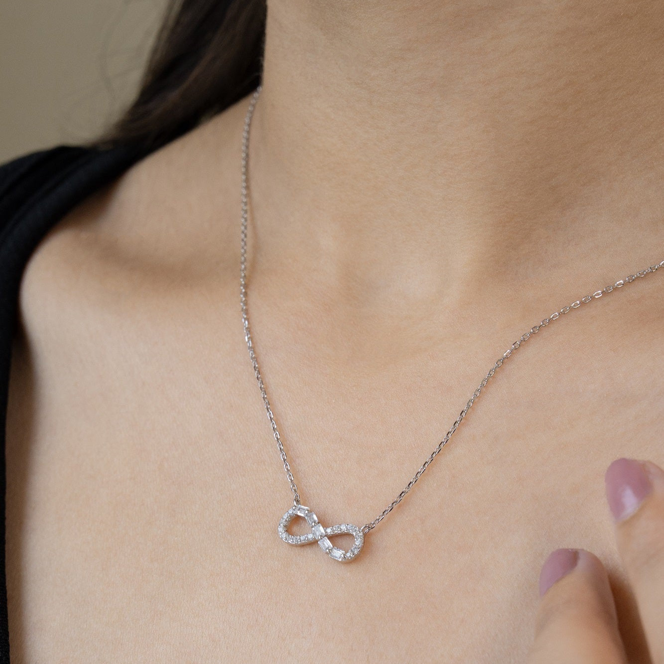 Infinity Moon Sterling Silver Chain Pendant